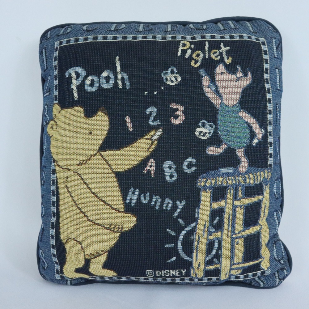 Vintage Disney Winnie the Pooh & Piglet Tapestry Throw Pillow 11.5" x 10.5"